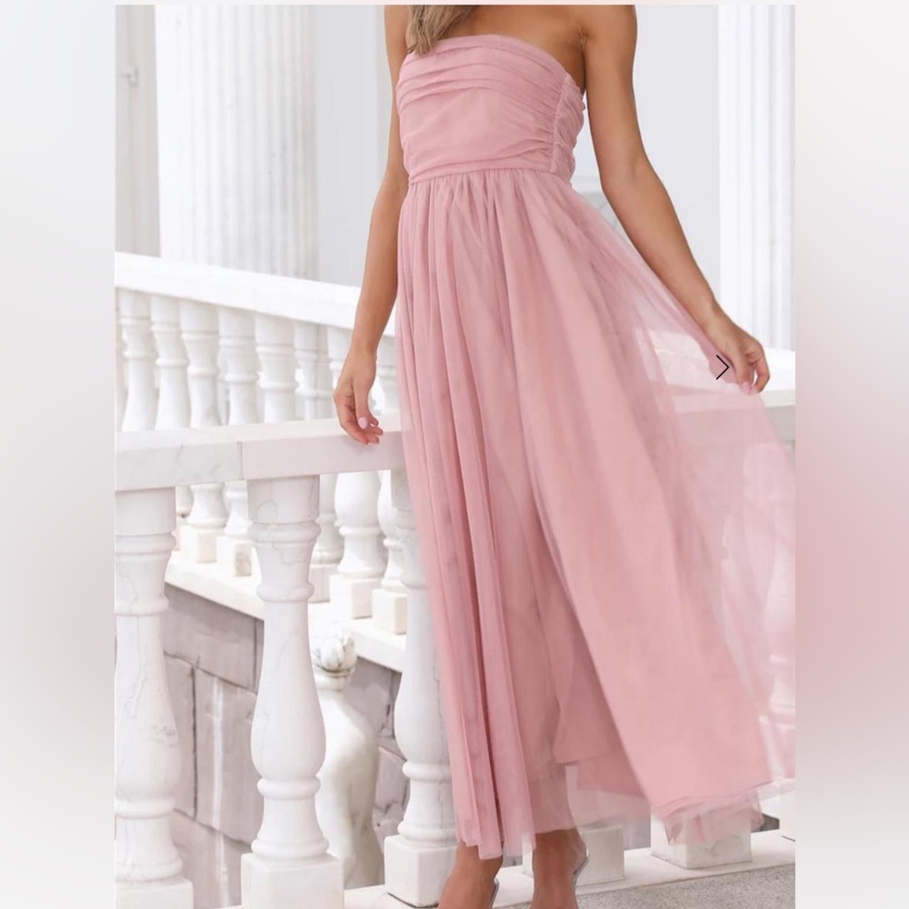 Elegant Pink Strapless Dress